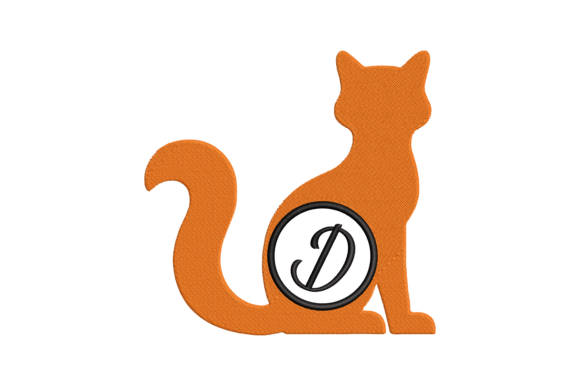 Cat Letter D Embroidery Design