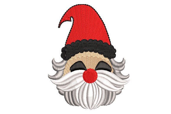 Christmas Gnome Face Embroidery Design