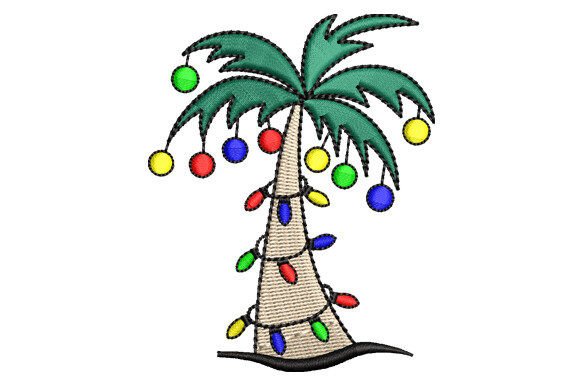 Christmas Palm Tree Embroidery Design