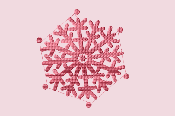Curve Red Iceflakes Embroidery Design